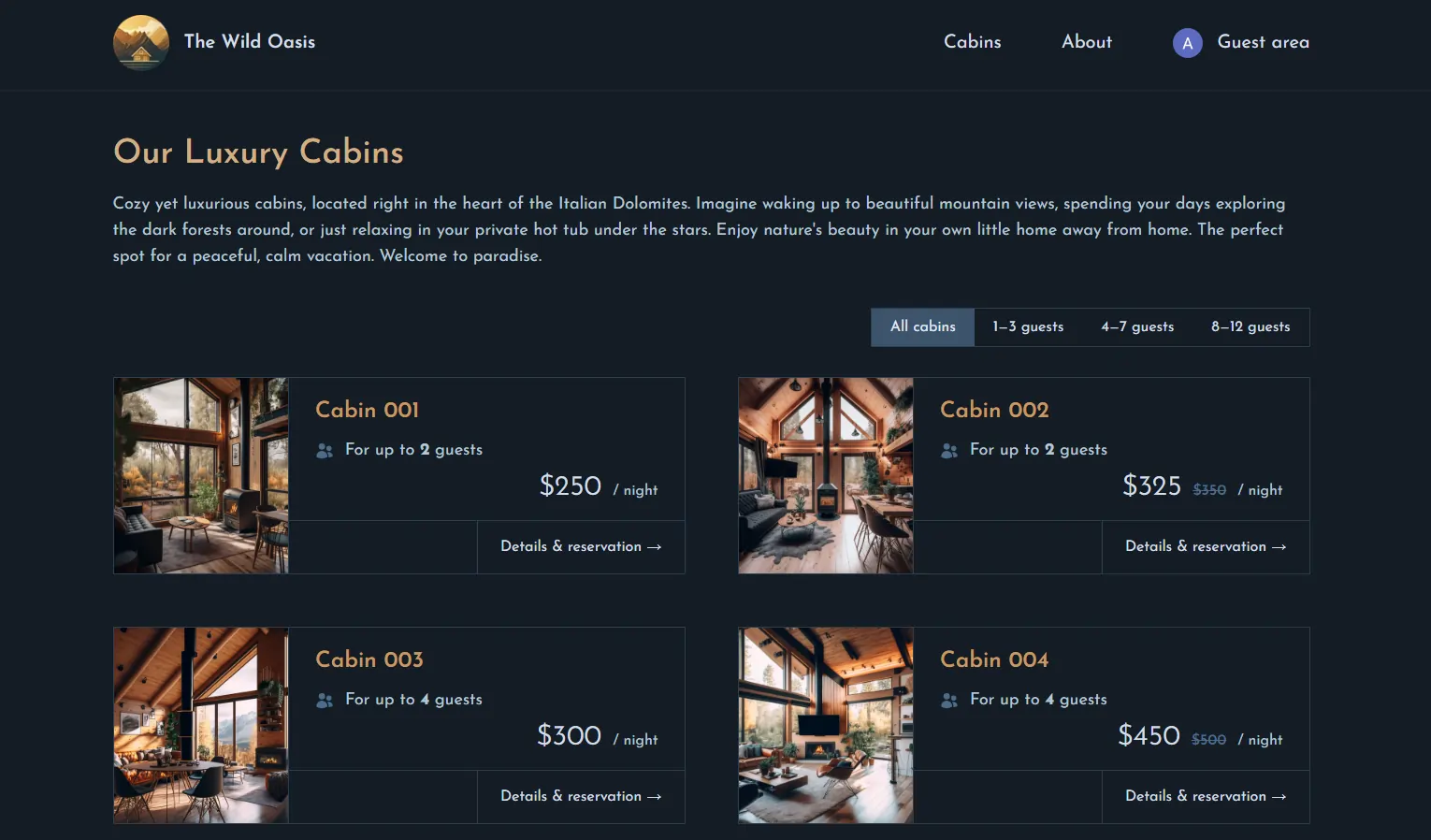 The Wild Oasis Customer App